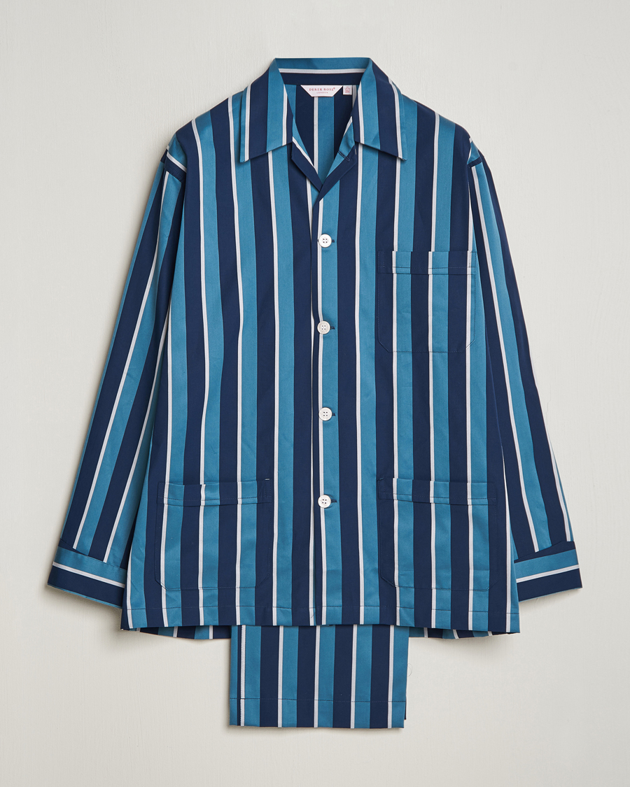 Homme | Peignoirs Et Pyjamas | Derek Rose | Cotton Striped Pyjama Set Teal