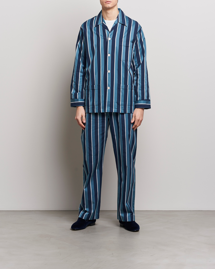 Homme | Peignoirs Et Pyjamas | Derek Rose | Cotton Striped Pyjama Set Teal