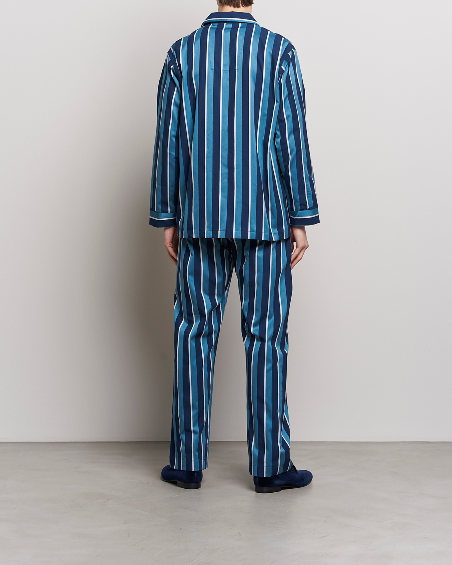 Homme |  | Derek Rose | Cotton Striped Pyjama Set Teal