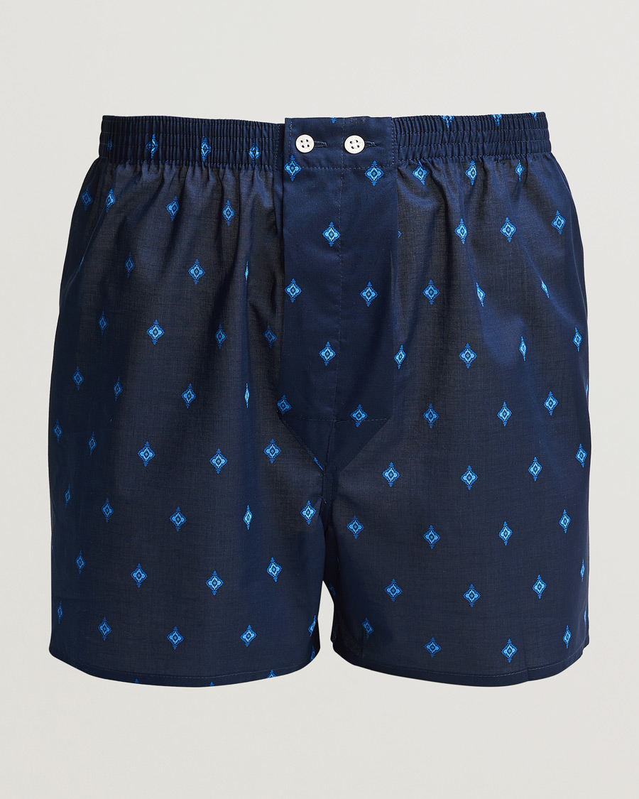 Homme | Sous-Vêtements Et Chaussettes | Derek Rose | Classic Fit Woven Cotton Boxer Shorts Navy