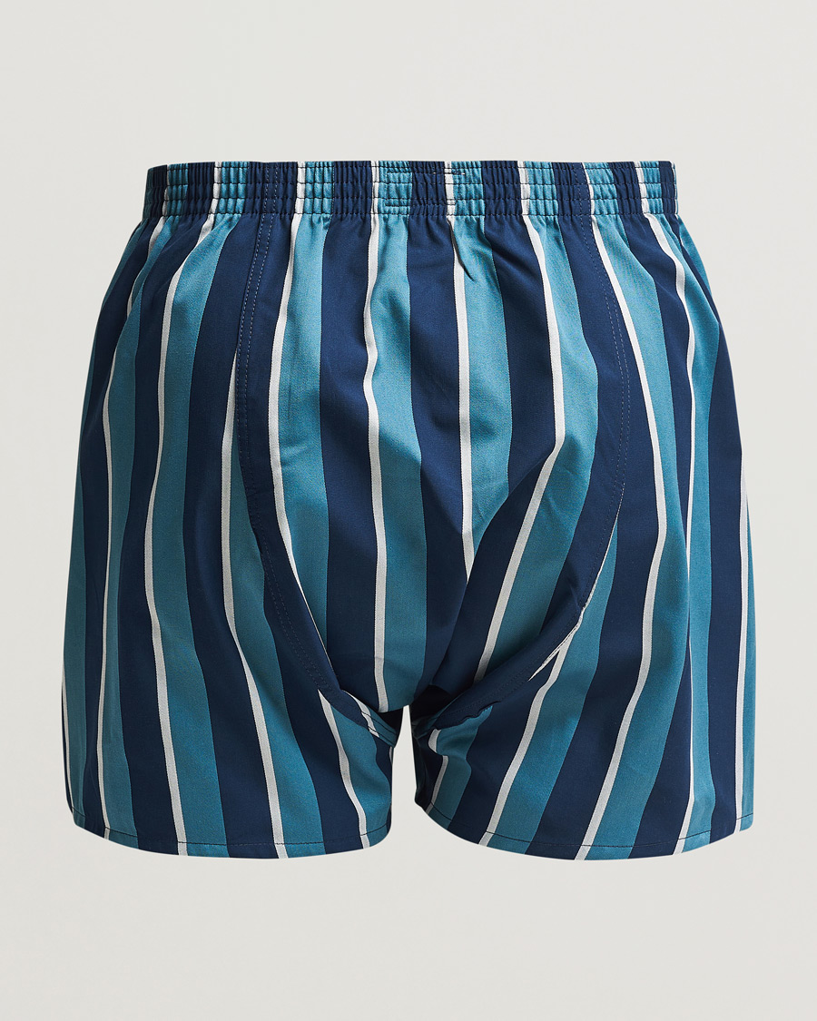 Homme | Best of British | Derek Rose | Classic Fit Woven Cotton Boxer Shorts Teal