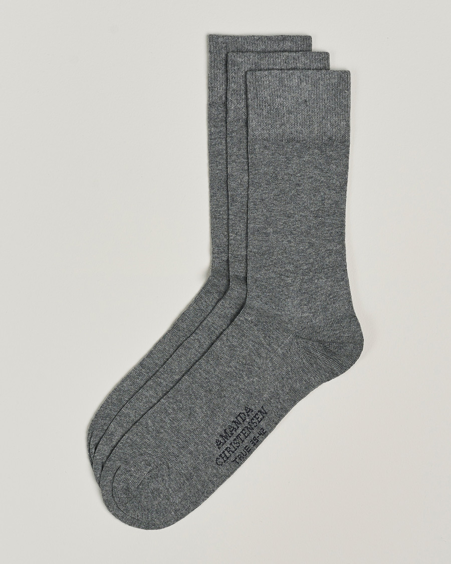 Homme | Sous-Vêtements Et Chaussettes | Amanda Christensen | 3-Pack True Cotton Socks Grey Melange