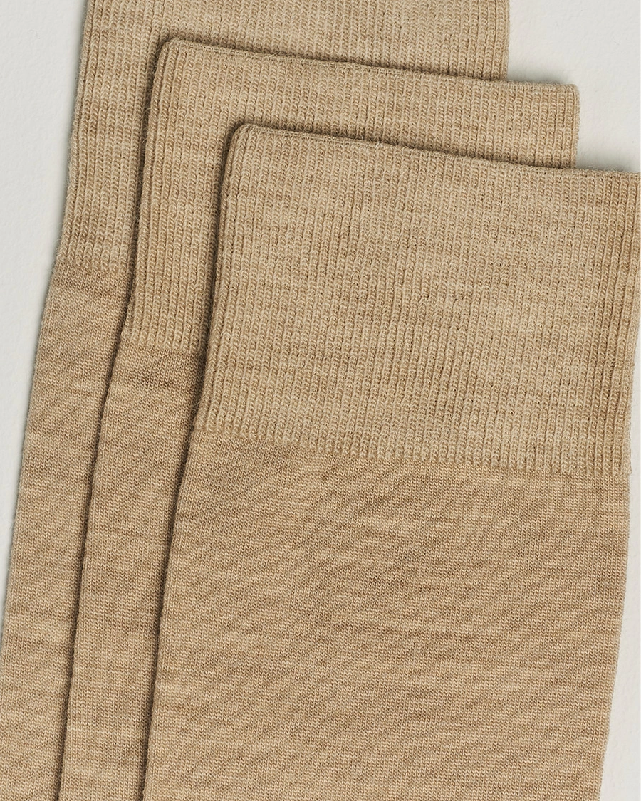 Homme | Chaussettes Quotidiennes | Amanda Christensen | 3-Pack Icon Wool/Cotton Socks Sand