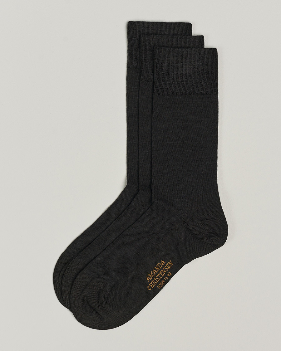 Homme | Sous-Vêtements Et Chaussettes | Amanda Christensen | 3-Pack Icon Wool/Cotton Socks Dark Brown