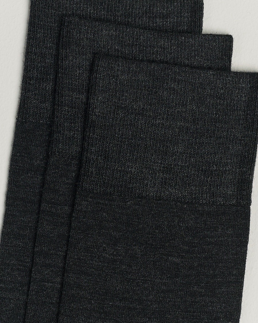 Homme | Sections | Amanda Christensen | 3-Pack Icon Wool/Cotton Socks Antracite Melange