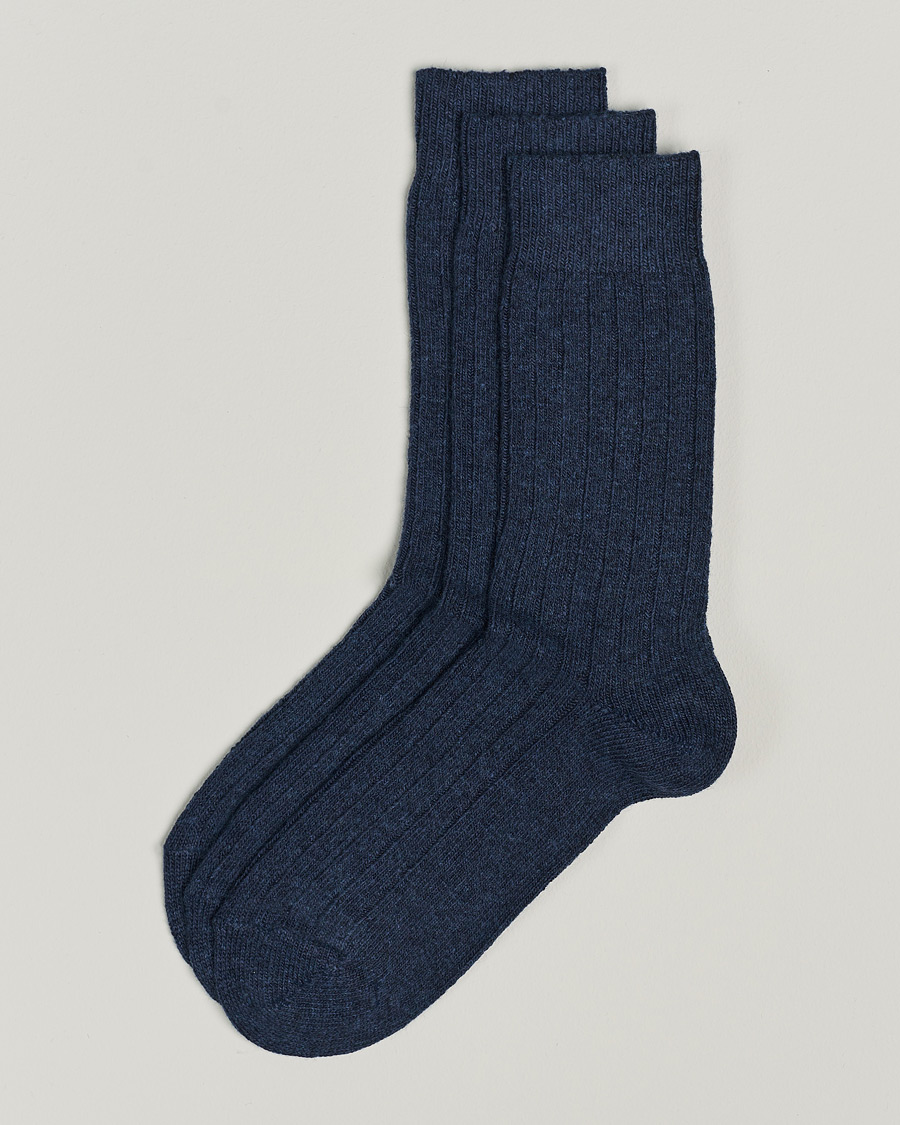 Homme | Sous-Vêtements Et Chaussettes | Amanda Christensen | 3-Pack Supreme Wool/Cashmere Sock Dark Blue Melange