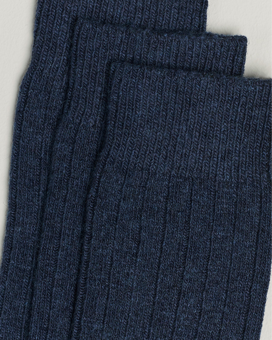 Homme | Chaussettes Quotidiennes | Amanda Christensen | 3-Pack Supreme Wool/Cashmere Sock Dark Blue Melange