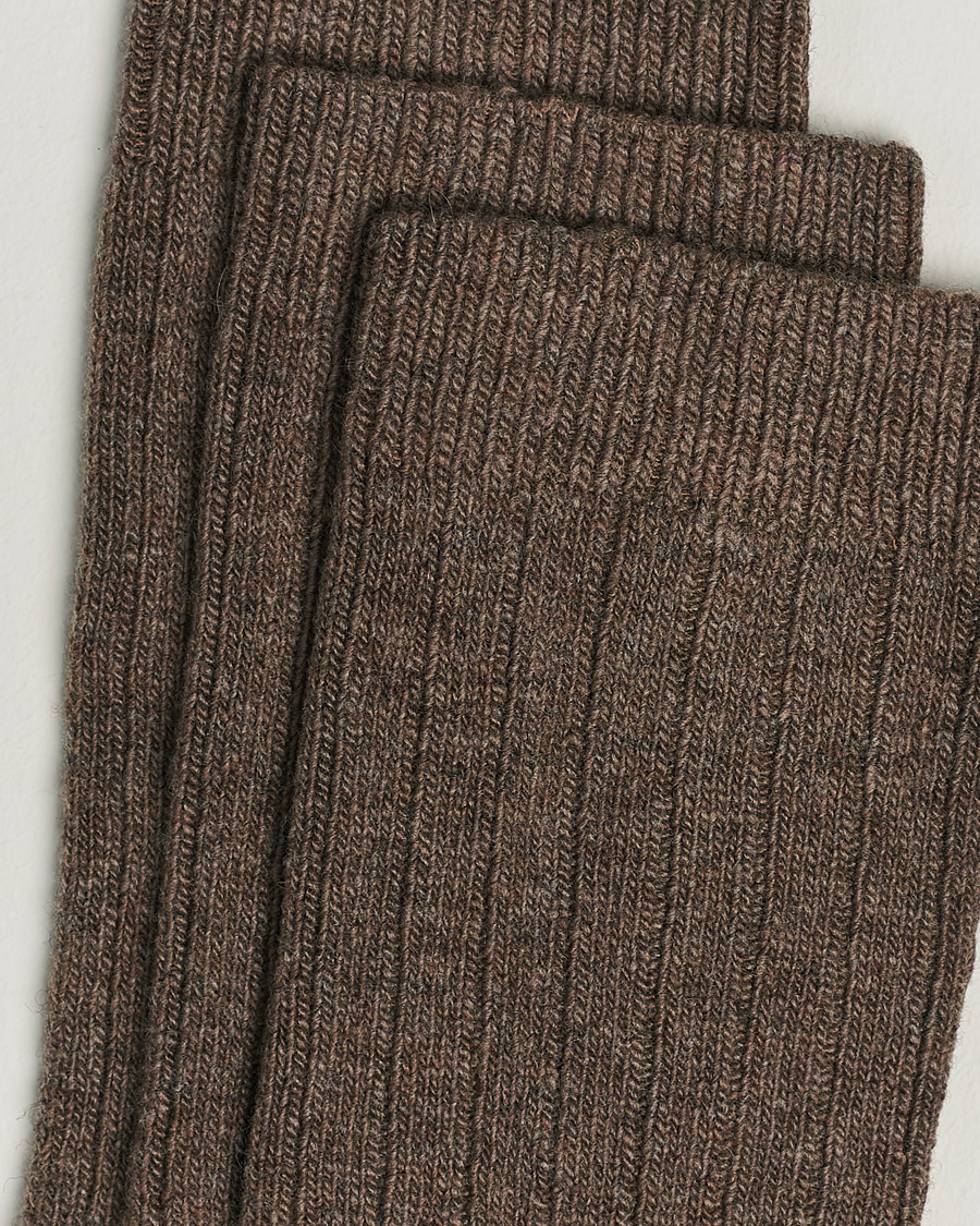 Homme |  | Amanda Christensen | 3-Pack Supreme Wool/Cashmere Sock Brown Melange