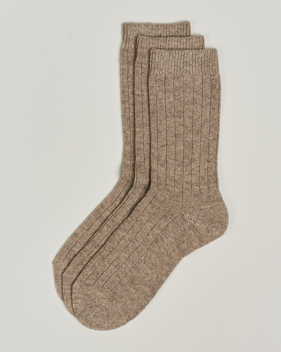 Homme | Sous-Vêtements Et Chaussettes | Amanda Christensen | 3-Pack Supreme Wool/Cashmere Sock Beige Melange