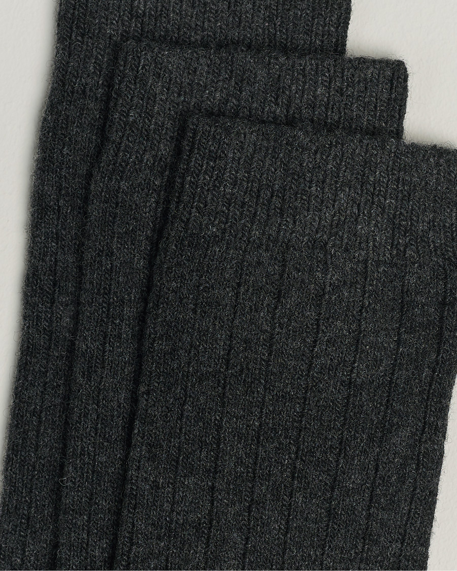 Homme |  | Amanda Christensen | 3-Pack Supreme Wool/Cashmere Sock Antracite Melange