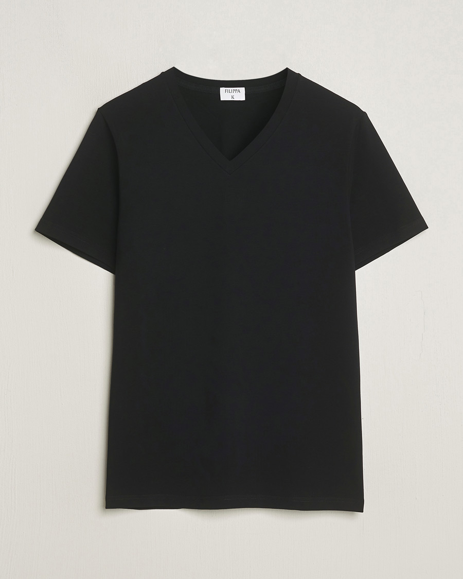 Homme | T-shirts | Filippa K | Organic Cotton V-Neck T-Shirt Black