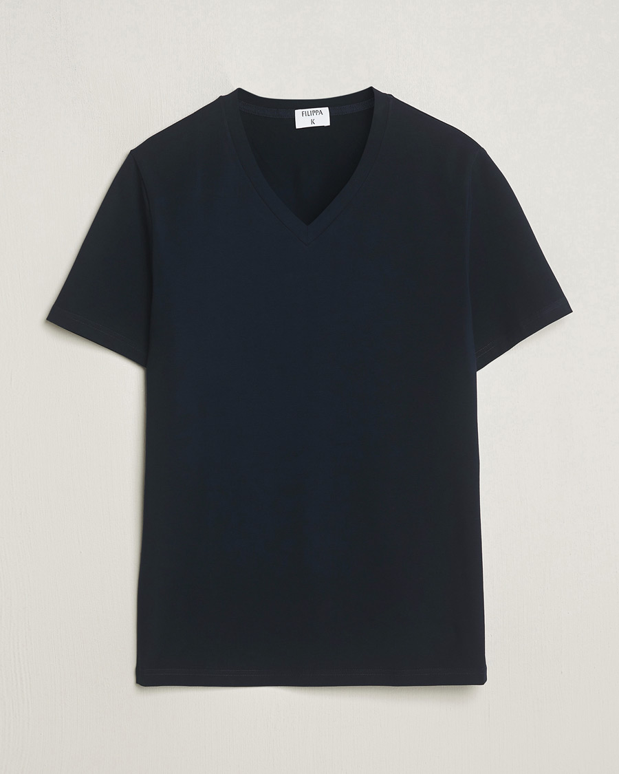 Homme | T-shirts | Filippa K | Organic Cotton V-Neck T-Shirt Navy