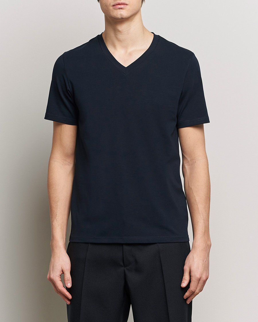Homme | T-shirts | Filippa K | Organic Cotton V-Neck T-Shirt Navy