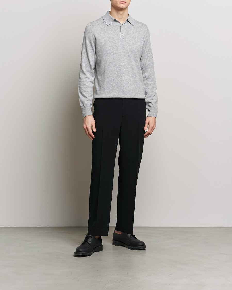 Homme | Pulls Et Tricots | Filippa K | Knitted Polo Shirt Light Grey Melange