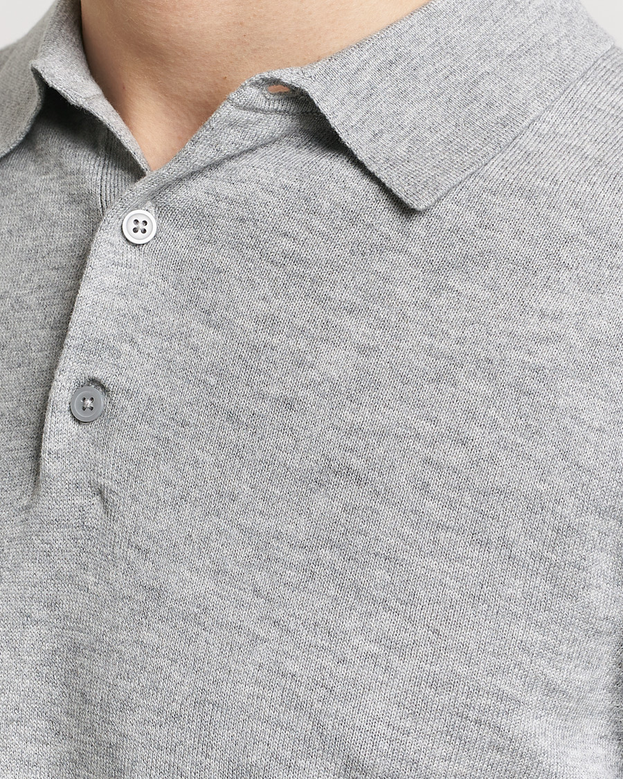 Homme | Pulls Et Tricots | Filippa K | Knitted Polo Shirt Light Grey Melange