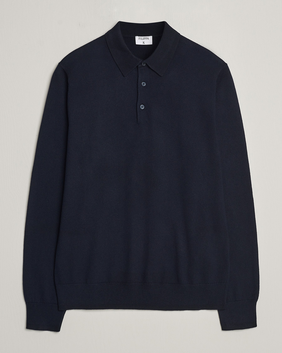 Homme | Pulls Et Tricots | Filippa K | Knitted Polo Shirt Navy