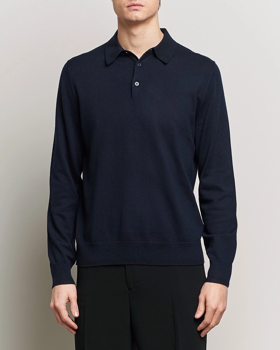 Homme | Pulls Et Tricots | Filippa K | Knitted Polo Shirt Navy
