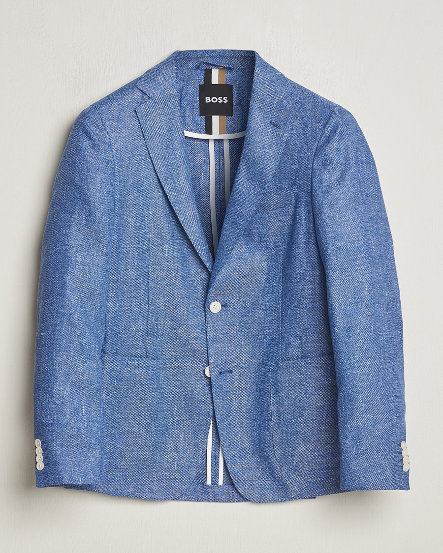 Homme | Blazers | BOSS BLACK | Hanry Linen Blazer Medium Blue