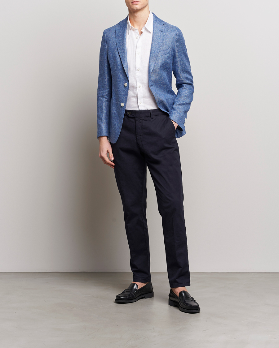 Homme | Blazers | BOSS BLACK | Hanry Linen Blazer Medium Blue