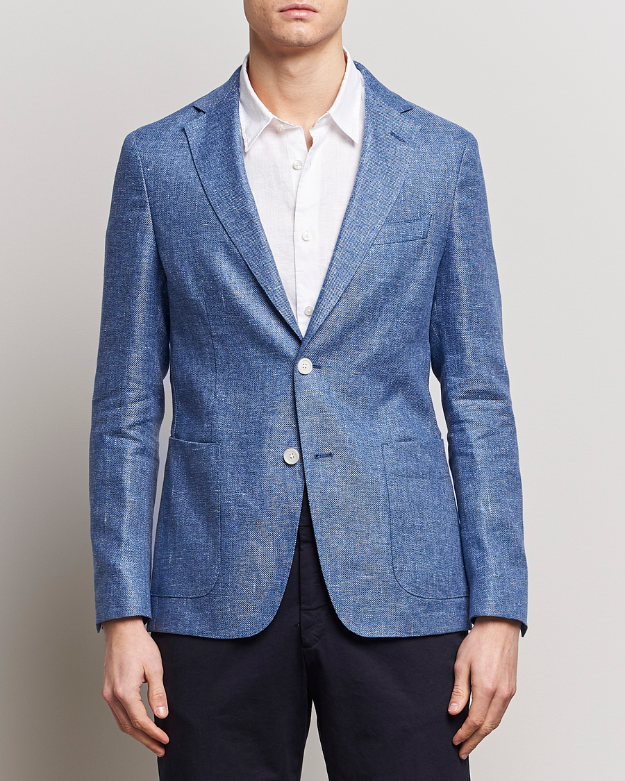 Homme | Blazers | BOSS BLACK | Hanry Linen Blazer Medium Blue