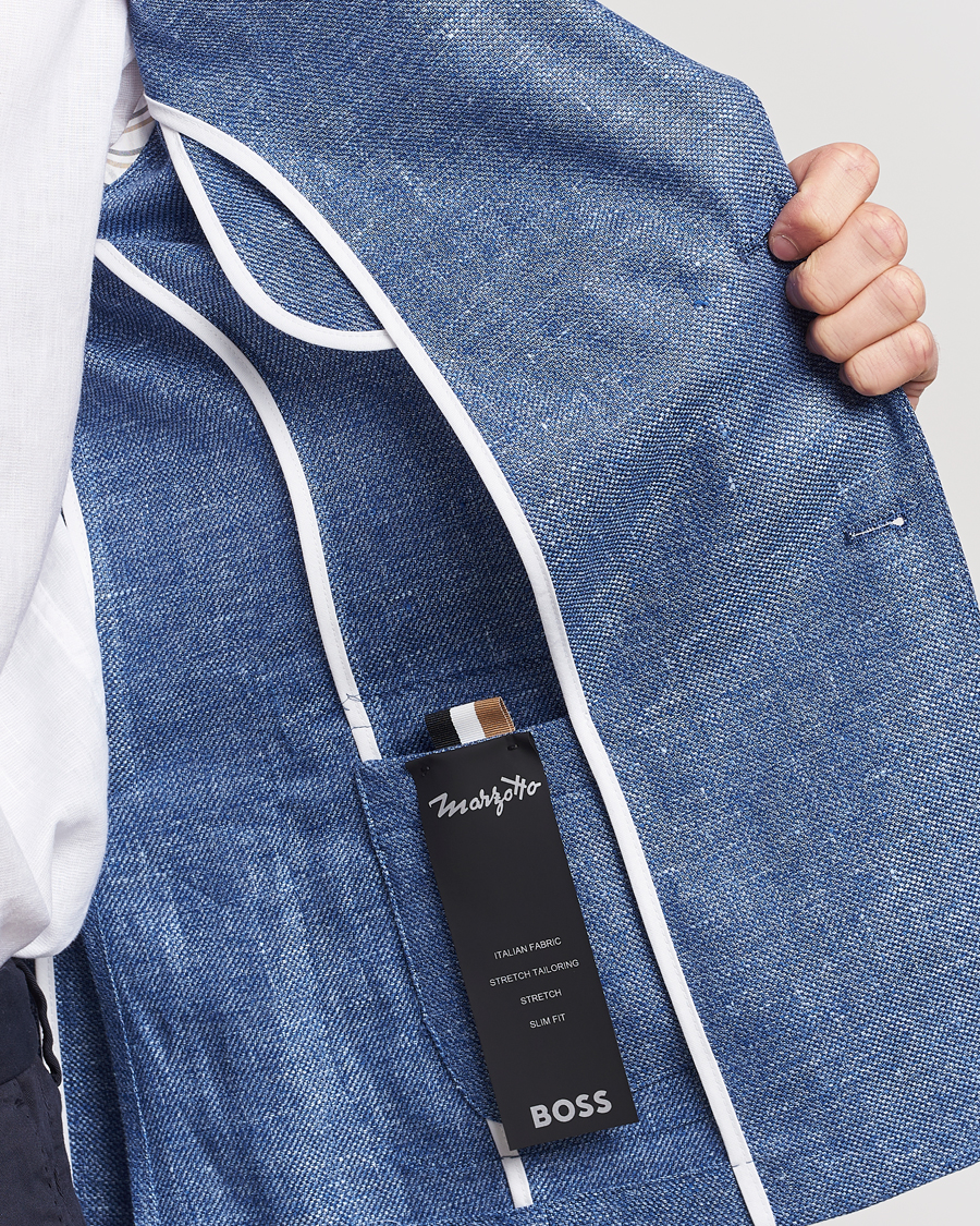 Homme | Blazers | BOSS BLACK | Hanry Linen Blazer Medium Blue