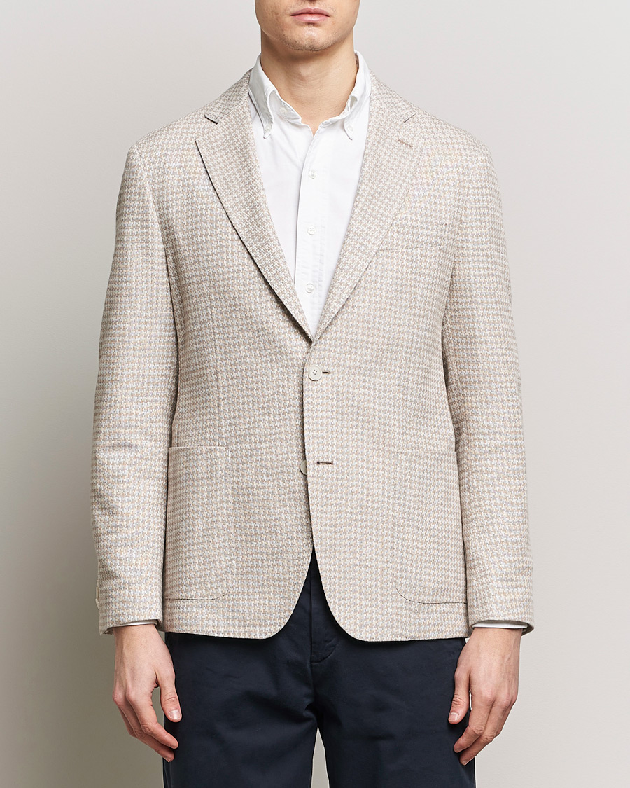 Homme | Blazers | BOSS BLACK | Hanry Jersey Linen Checked Blazer Dark Beige