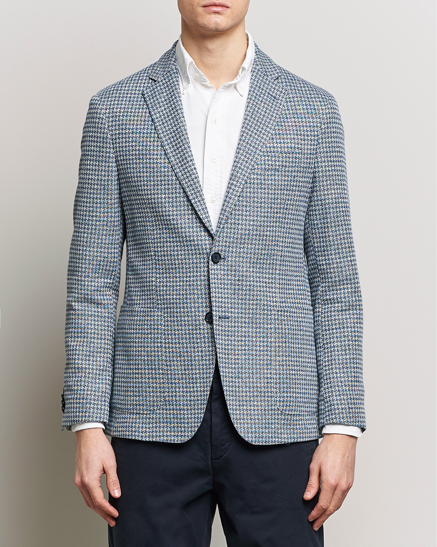 Homme | Blazers | BOSS BLACK | Hanry Jersey Linen Checked Blazer Bright Blue