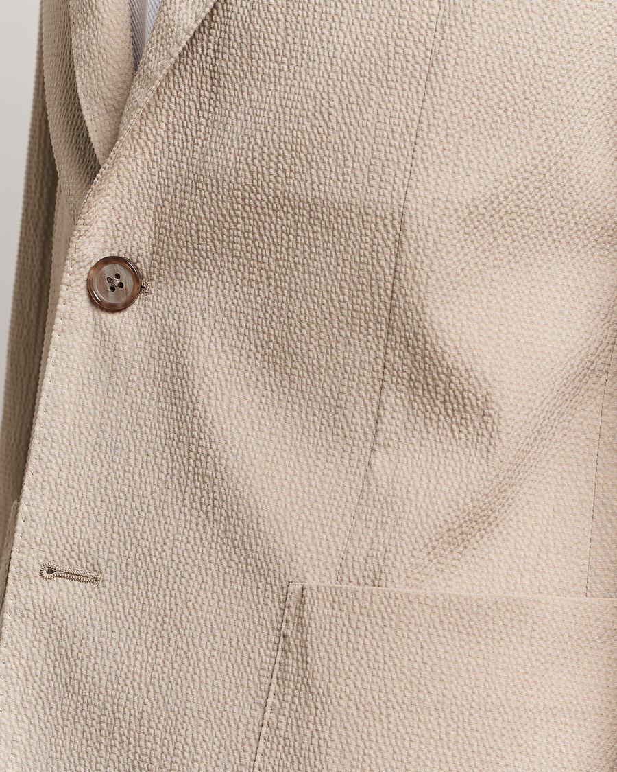 Homme | Blazers | BOSS BLACK | Hanry Cotton Seersucker Blazer Dark Beige