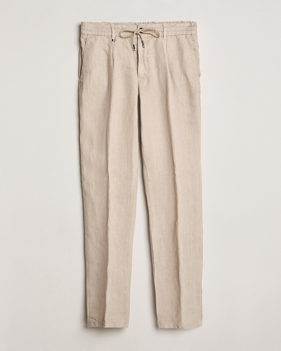 Homme | Pantalons | BOSS BLACK | Genius Slim Fit Linen Pants Dark Beige