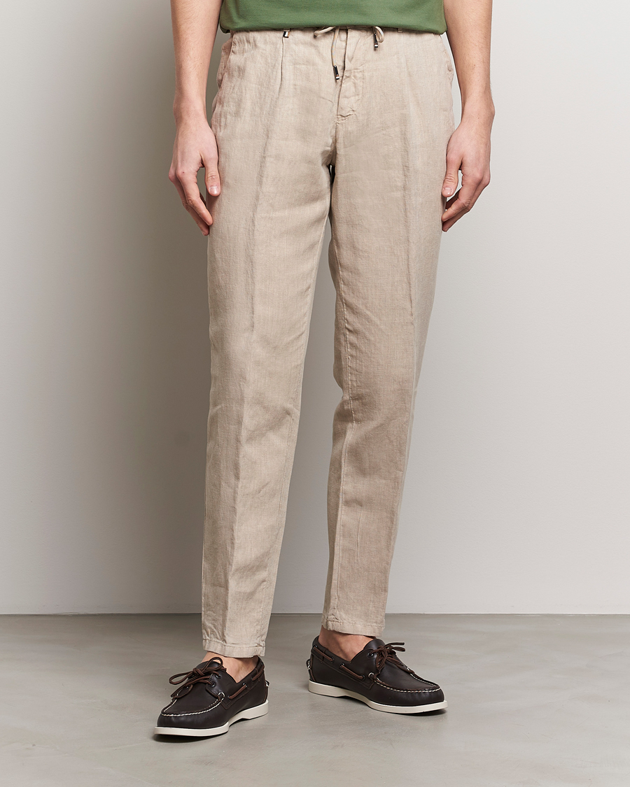 Homme | Pantalons | BOSS BLACK | Genius Slim Fit Linen Pants Dark Beige