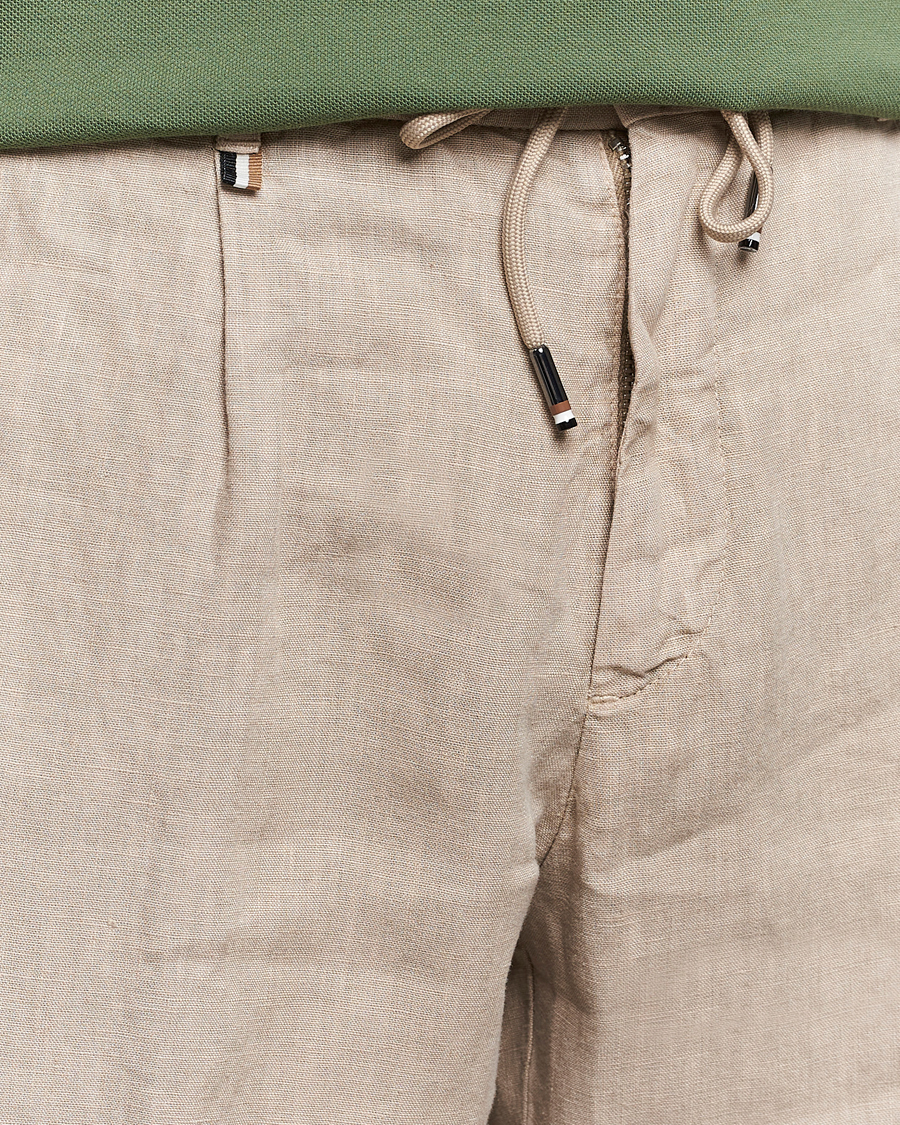 Homme | Pantalons | BOSS BLACK | Genius Slim Fit Linen Pants Dark Beige