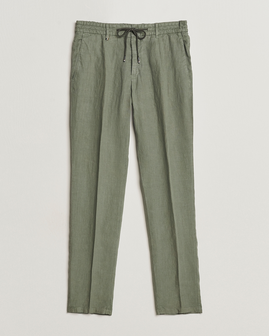 Homme | Pantalons | BOSS BLACK | Genius Slim Fit Linen Pants Open Green