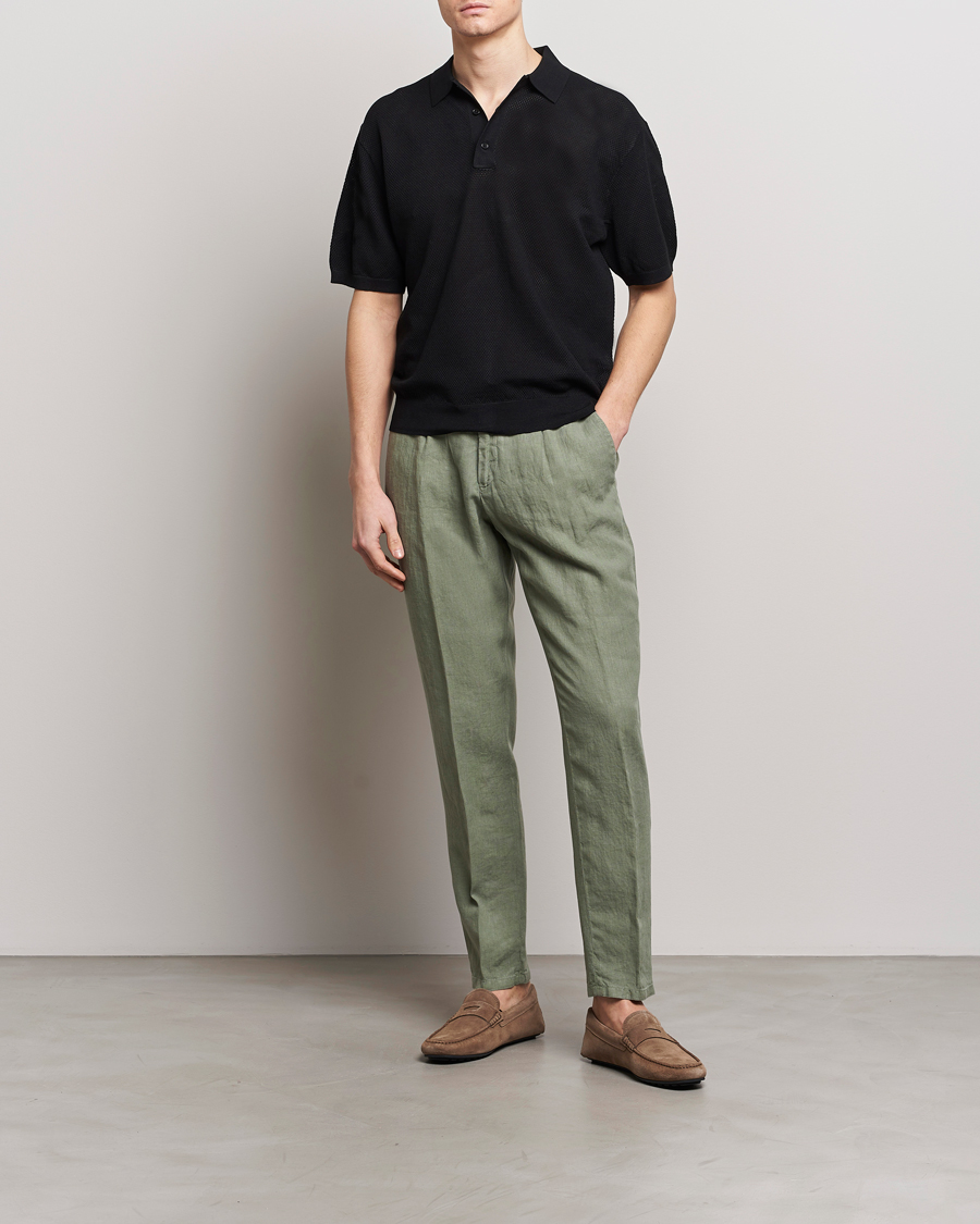 Homme | Pantalons | BOSS BLACK | Genius Slim Fit Linen Pants Open Green