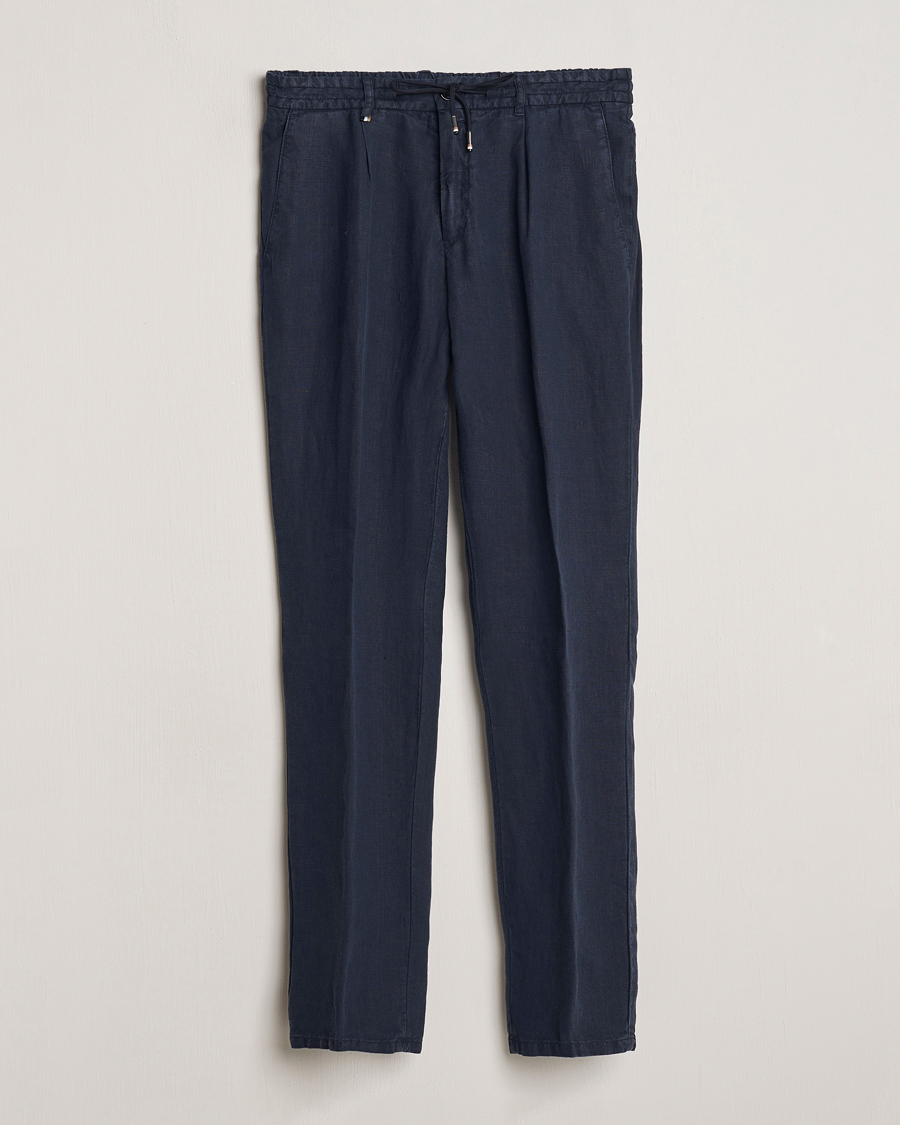 Homme | Pantalons | BOSS BLACK | Genius Slim Fit Linen Pants Dark Blue