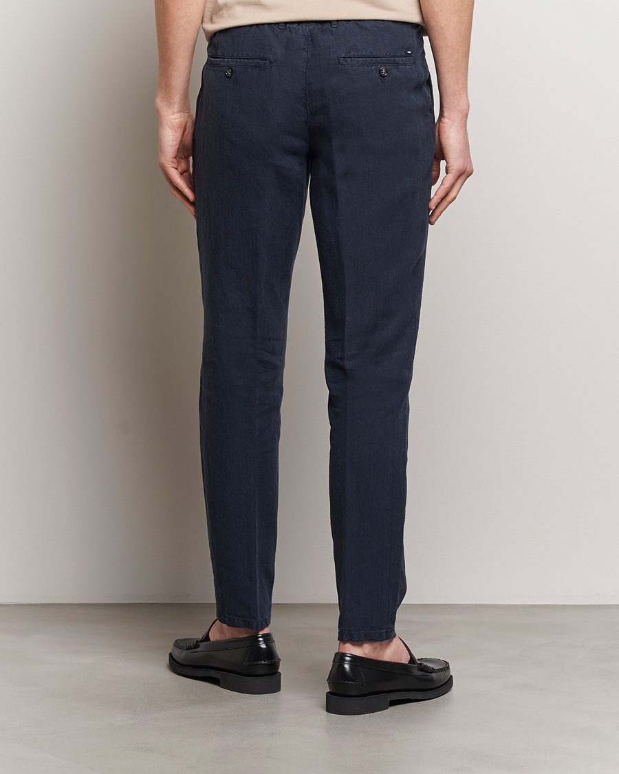 Homme | Pantalons | BOSS BLACK | Genius Slim Fit Linen Pants Dark Blue