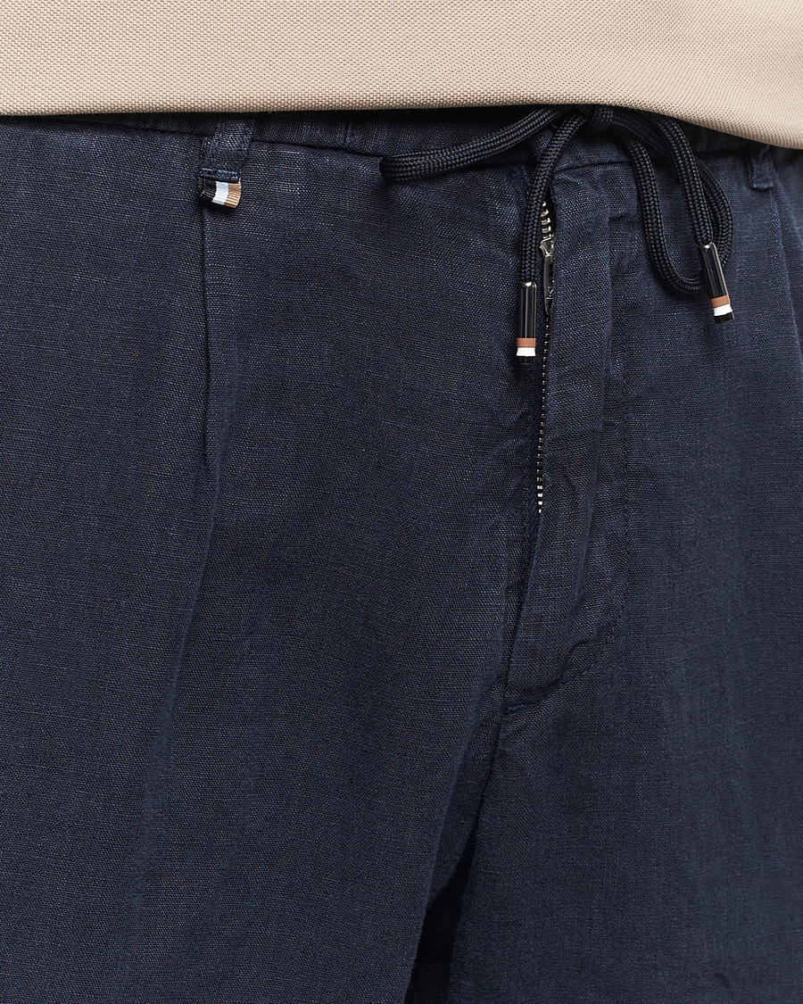 Homme | Pantalons | BOSS BLACK | Genius Slim Fit Linen Pants Dark Blue