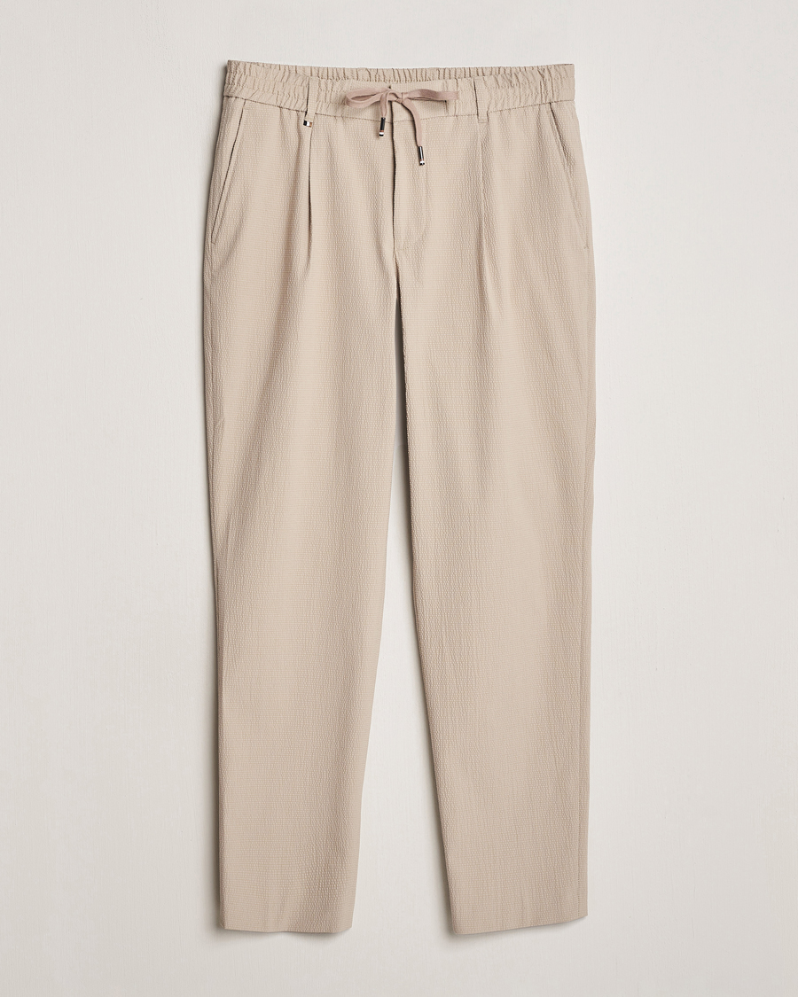 Homme | Pantalons | BOSS BLACK | Perin Cotton Seersucker Pants Dark Beige
