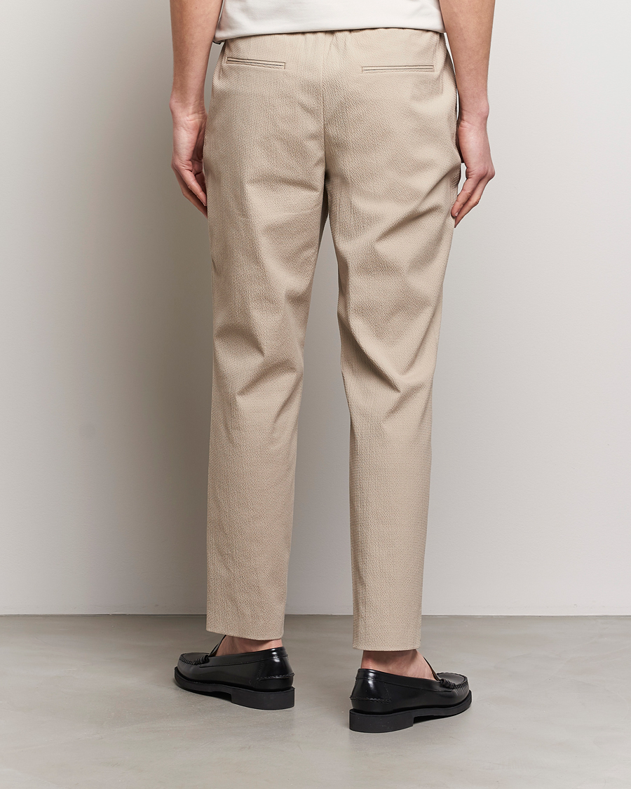Homme | Pantalons | BOSS BLACK | Perin Cotton Seersucker Pants Dark Beige