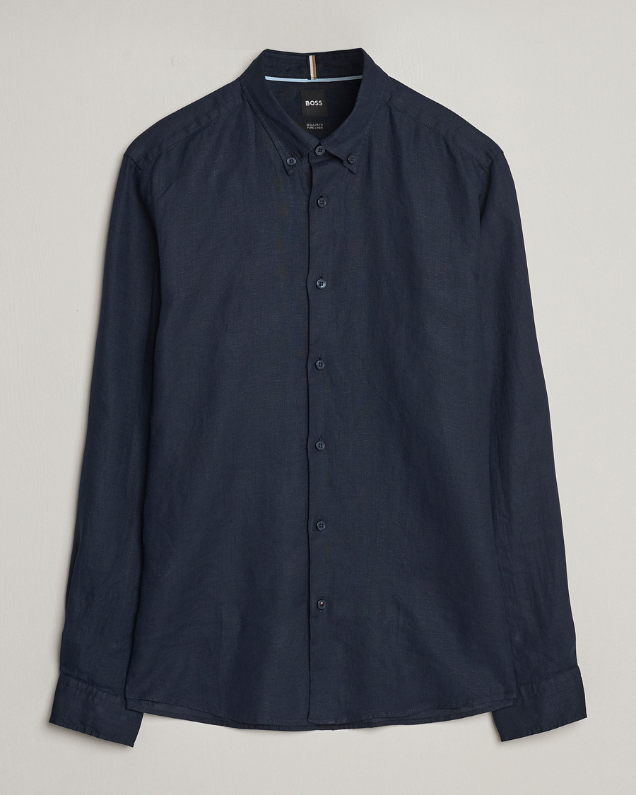 Homme | Chemises | BOSS BLACK | Liam Linen Shirt Dark Blue
