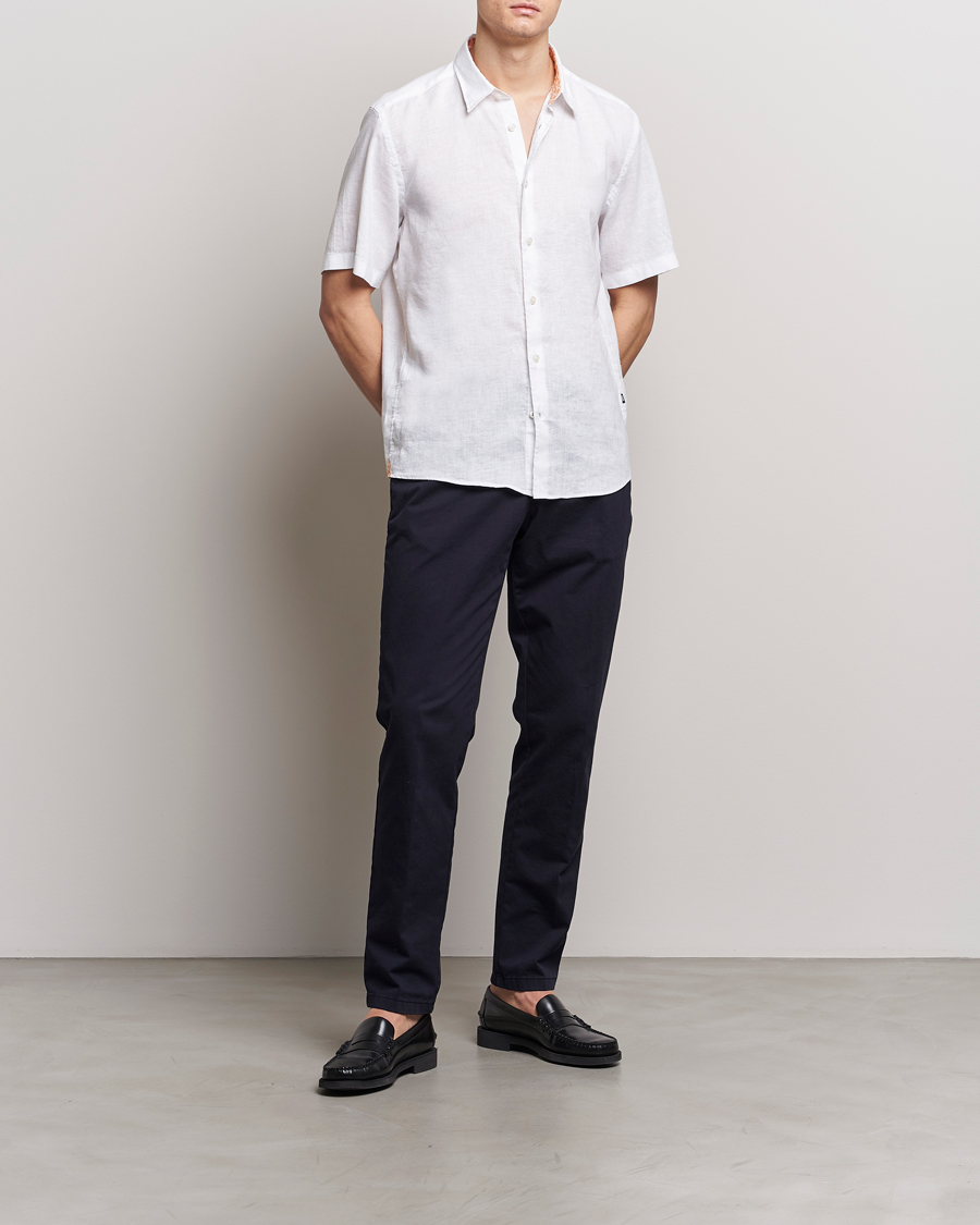 Homme | Chemises | BOSS BLACK | Liam Short Sleeve Linen Shirt White