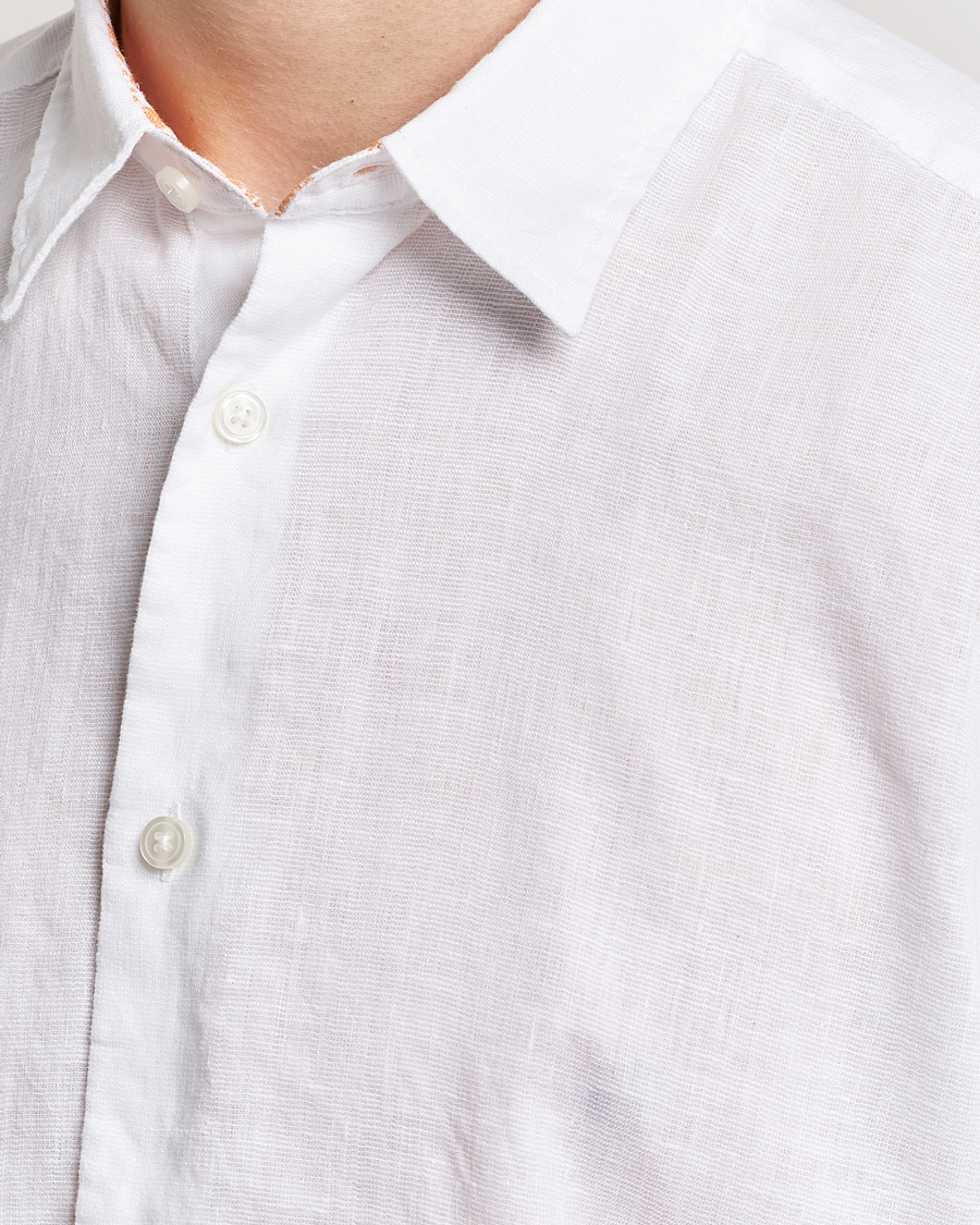 Homme | Chemises | BOSS BLACK | Liam Short Sleeve Linen Shirt White