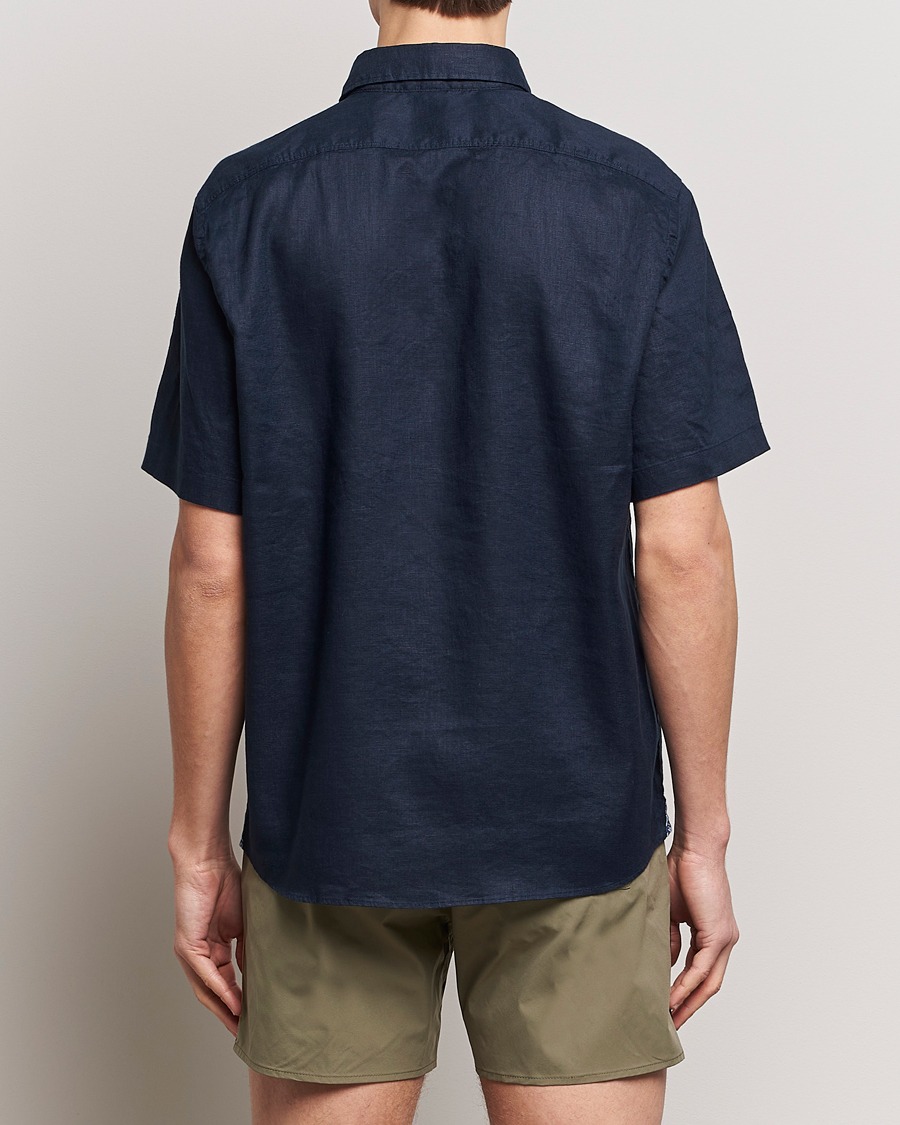 Homme | Chemises | BOSS BLACK | Liam Short Sleeve Linen Shirt Dark Blue
