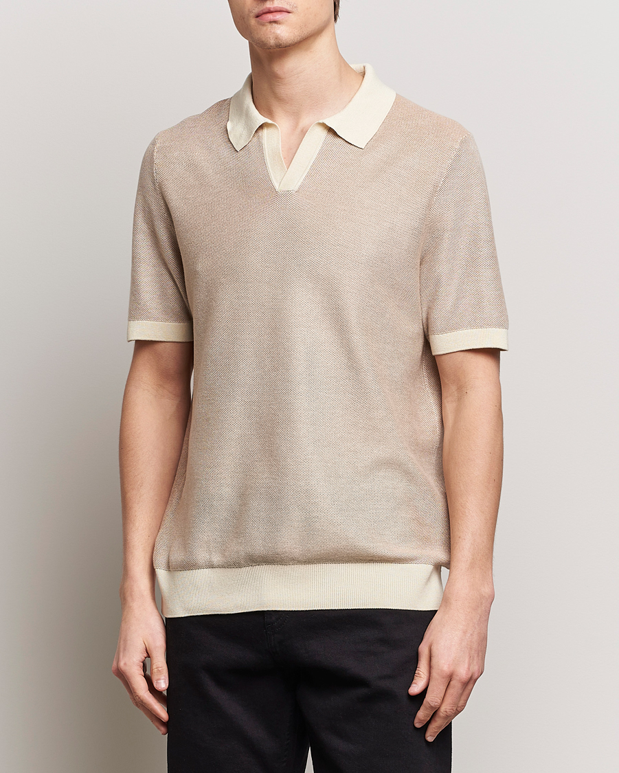 Homme | Polos | BOSS BLACK | Tempio Open Collar Polo Open Beige