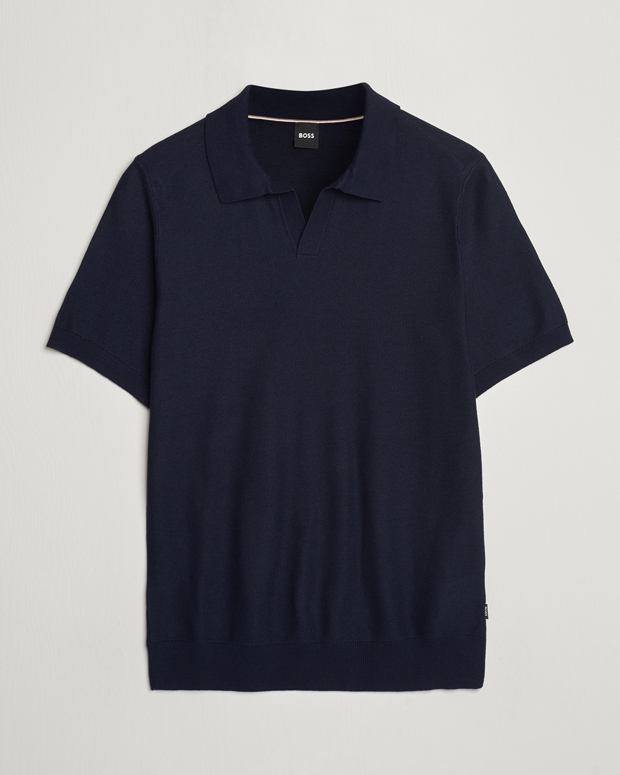 Homme | Polos | BOSS BLACK | Tempio Open Collar Polo Dark Blue