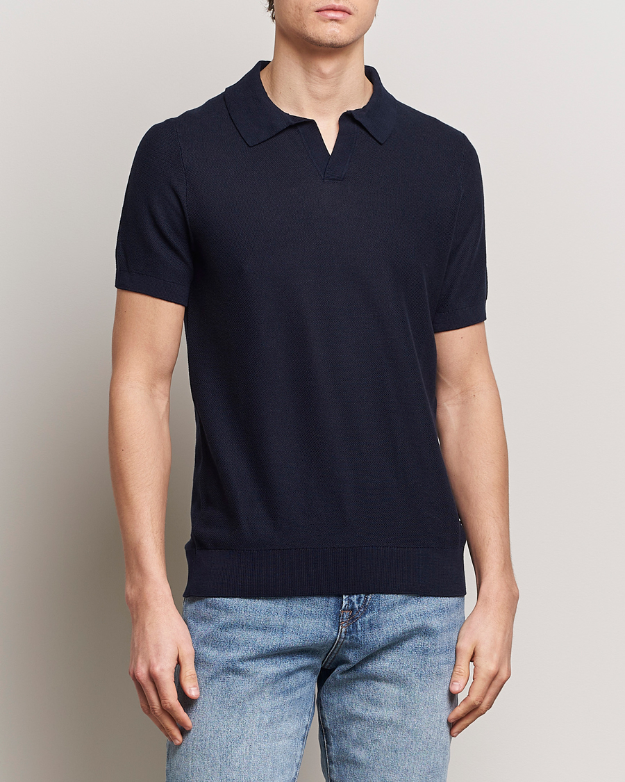 Homme | Polos | BOSS BLACK | Tempio Open Collar Polo Dark Blue