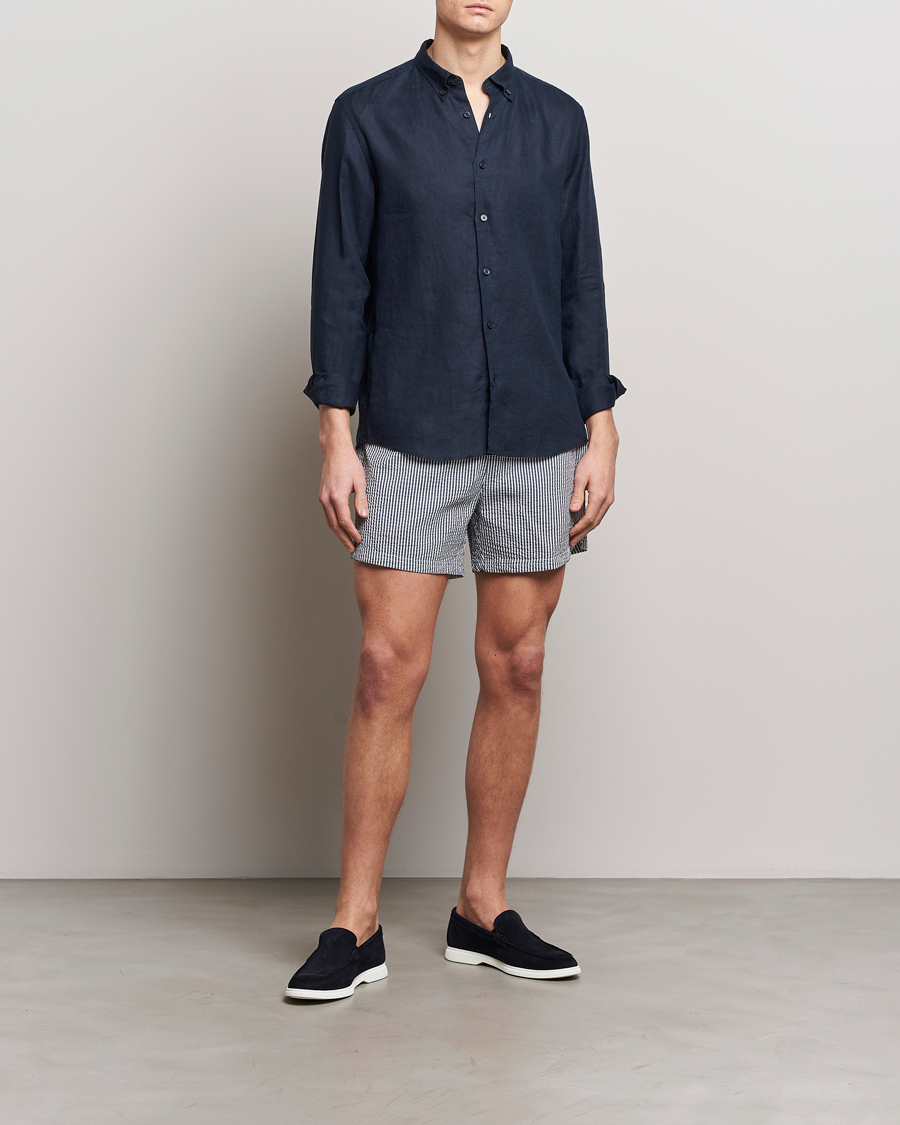 Homme | Maillots De Bain | BOSS BLACK | Velvetfish Seersucker Swimshorts Navy