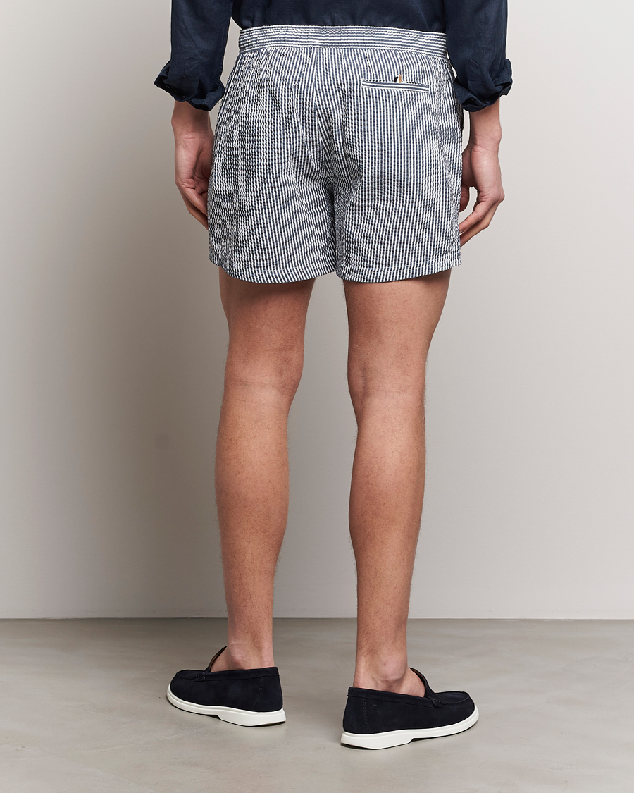 Homme | Maillots De Bain | BOSS BLACK | Velvetfish Seersucker Swimshorts Navy