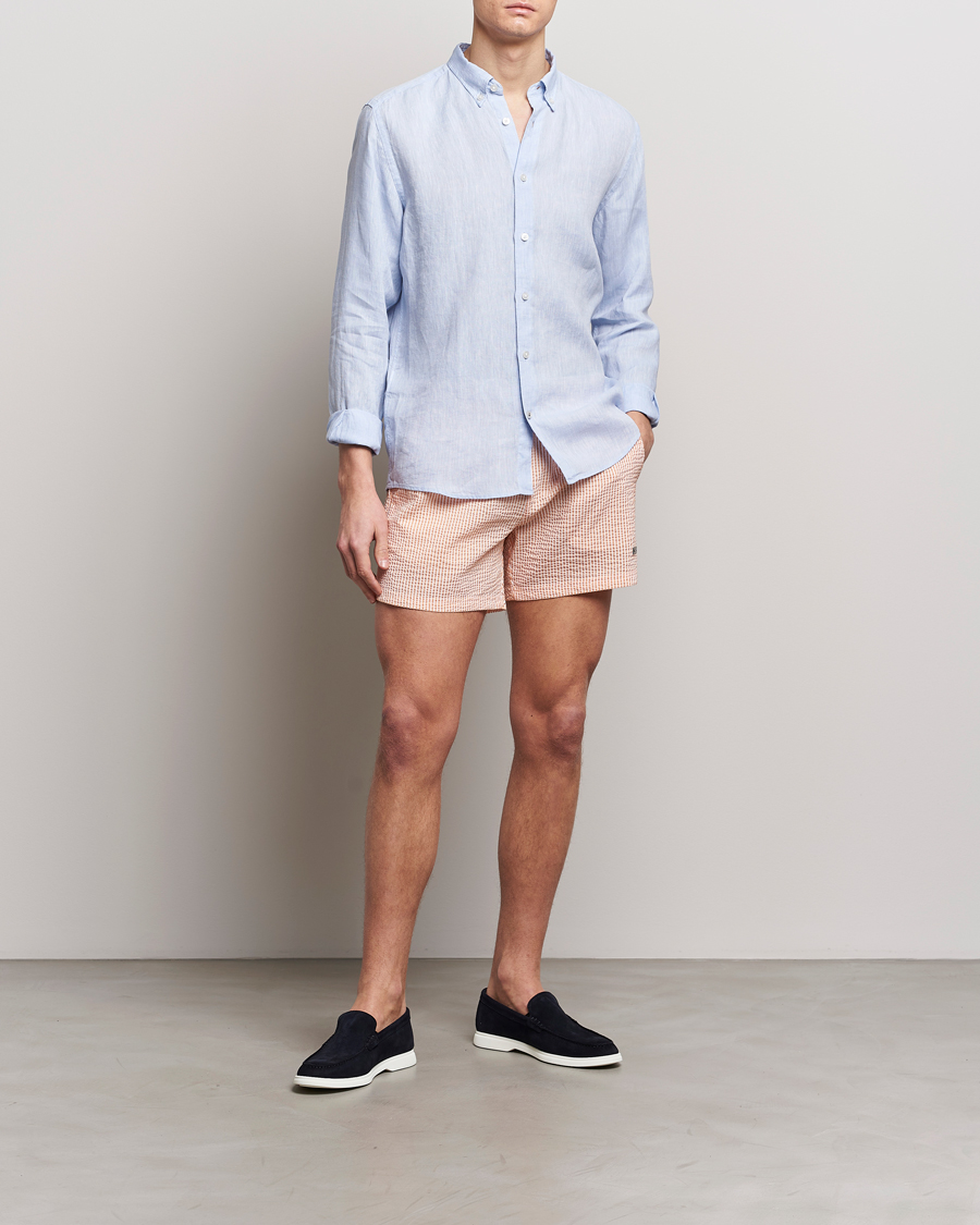 Homme | Maillots De Bain | BOSS BLACK | Velvetfish Seersucker Swimshorts Orange