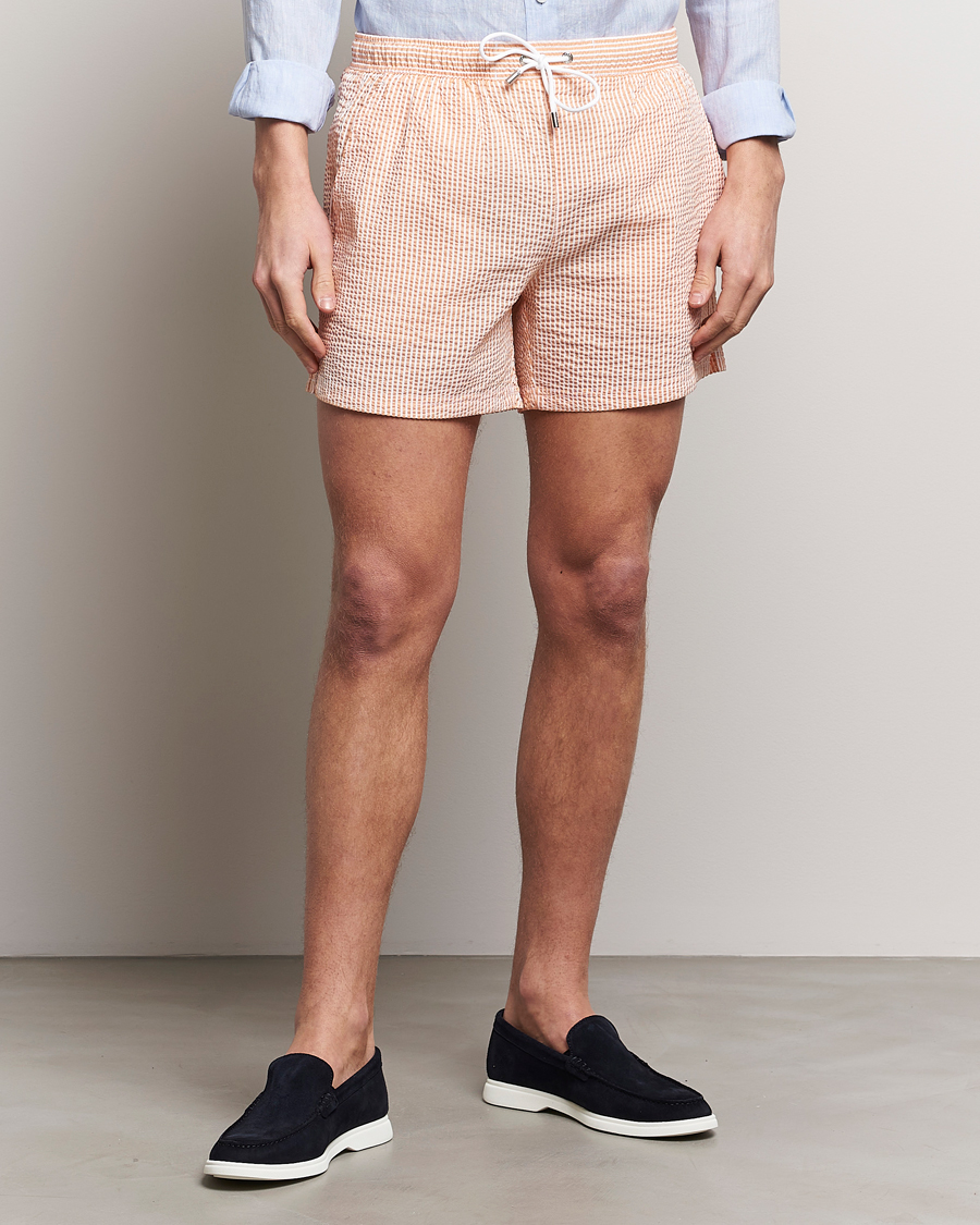 Homme | Maillots De Bain | BOSS BLACK | Velvetfish Seersucker Swimshorts Orange
