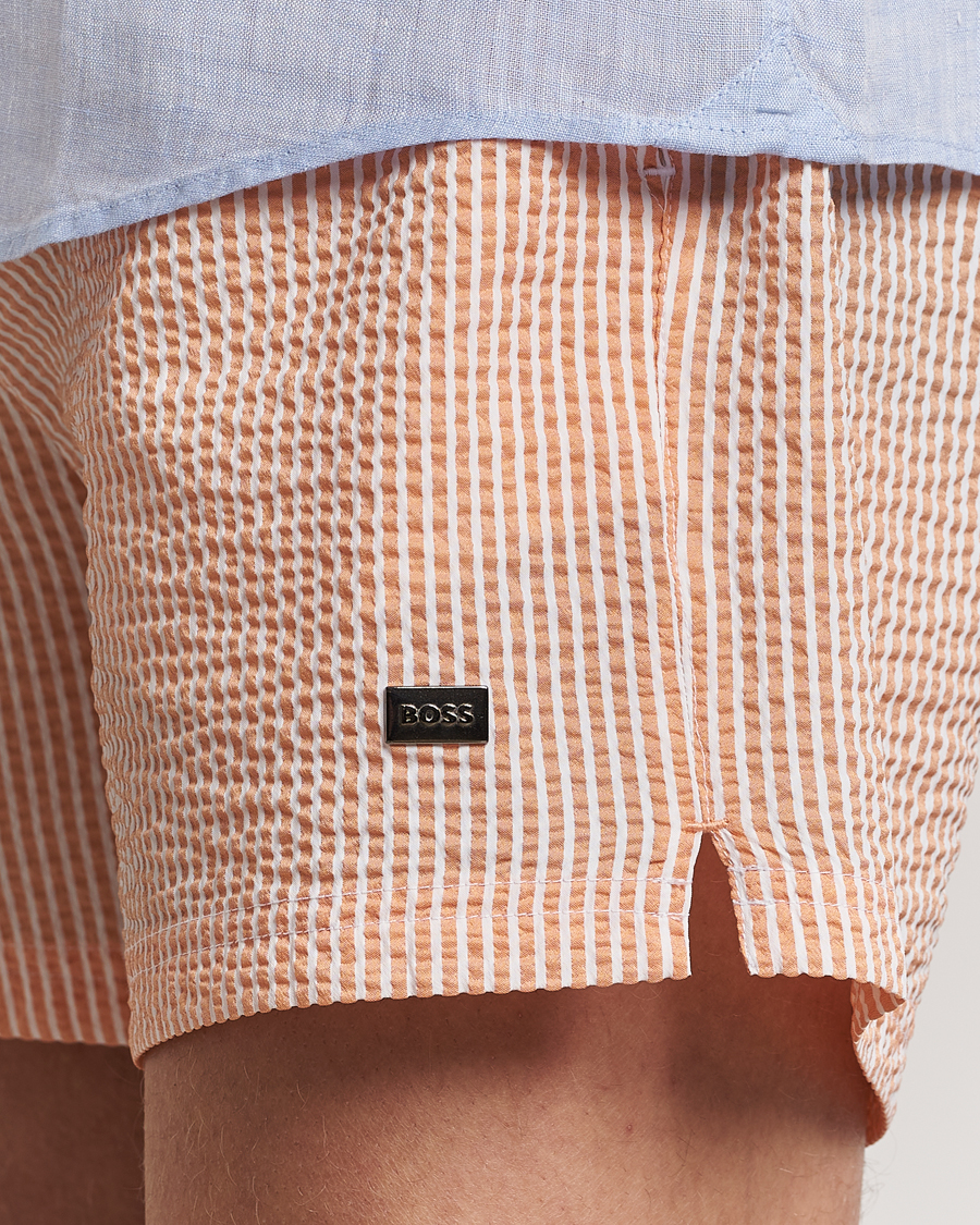 Homme | Maillots De Bain | BOSS BLACK | Velvetfish Seersucker Swimshorts Orange